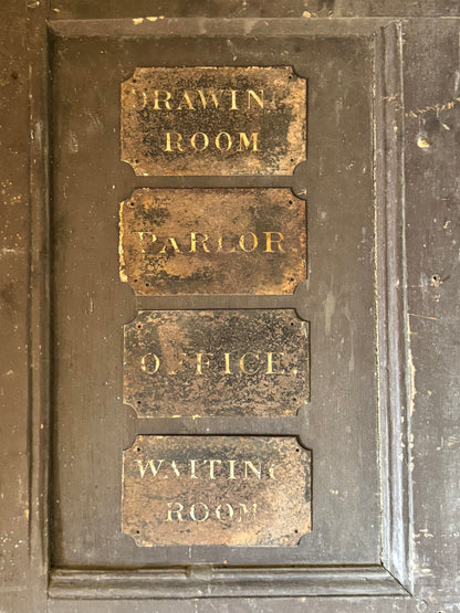 A Rare Collection of Four Victorian Tole Servants’ Call Bell Signs