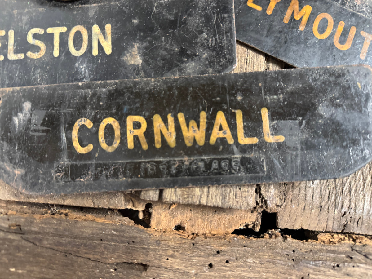 A set of four tole West Country Post office delivery location signs