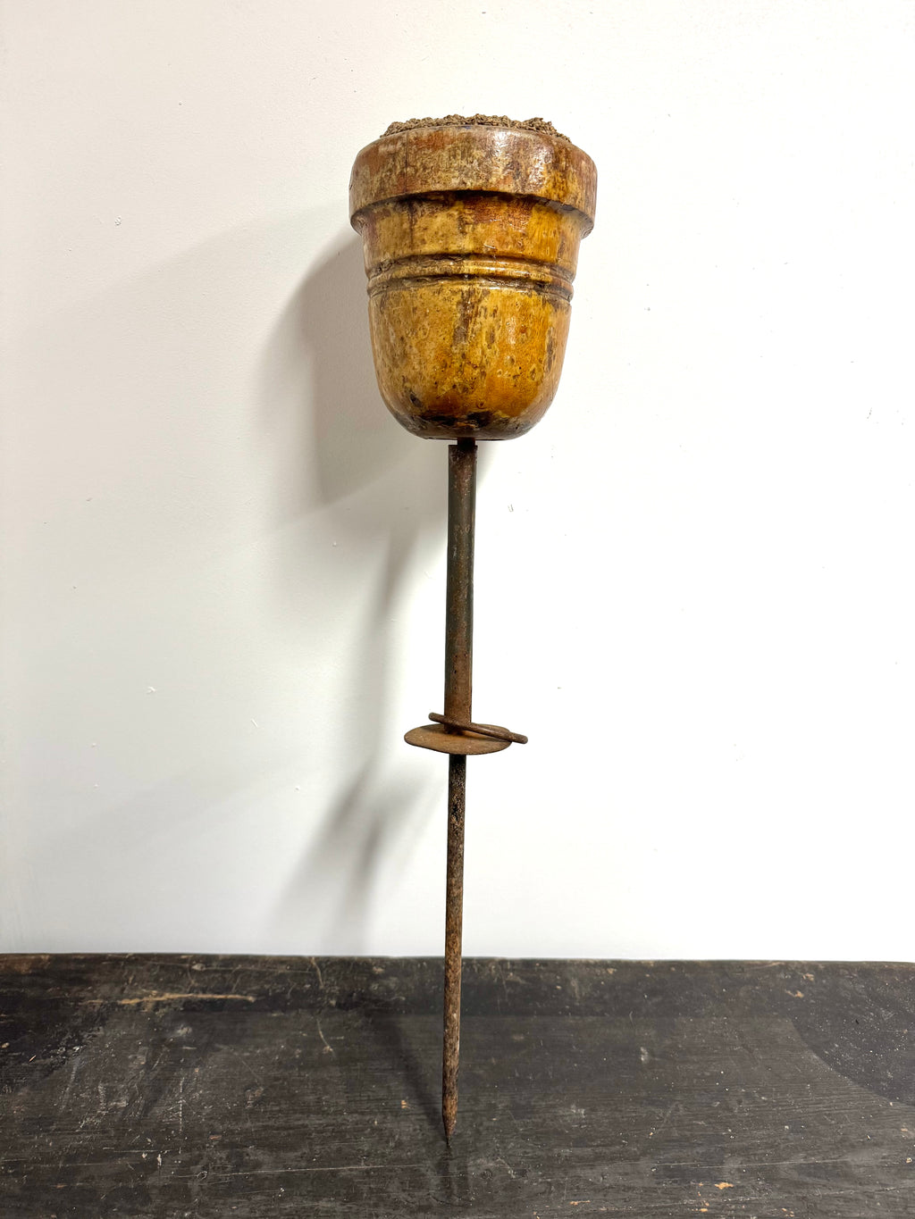 Early 20th century falconry block on spike