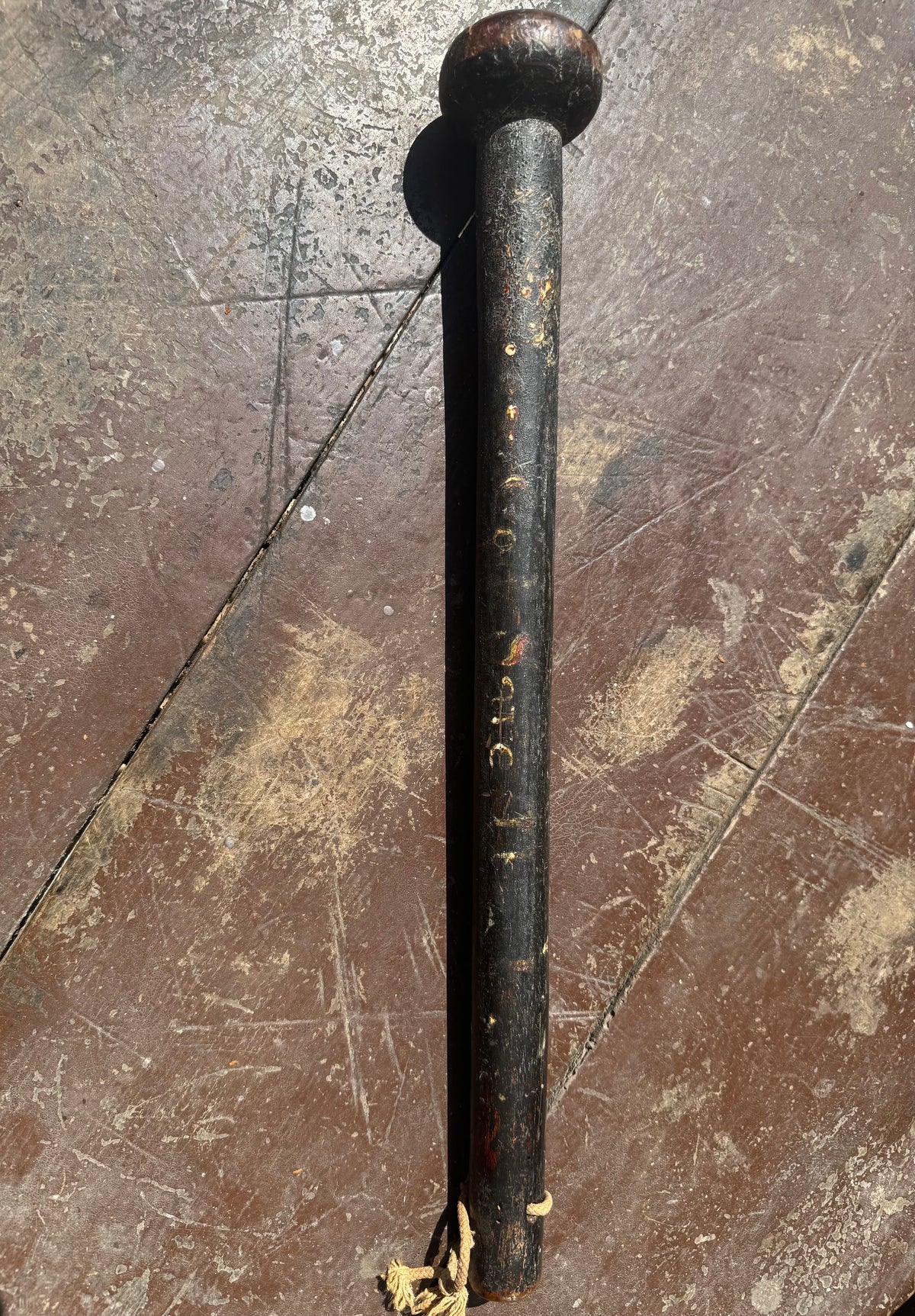 A George III cudgel or stave with traces of original paint - 'God save the King"
