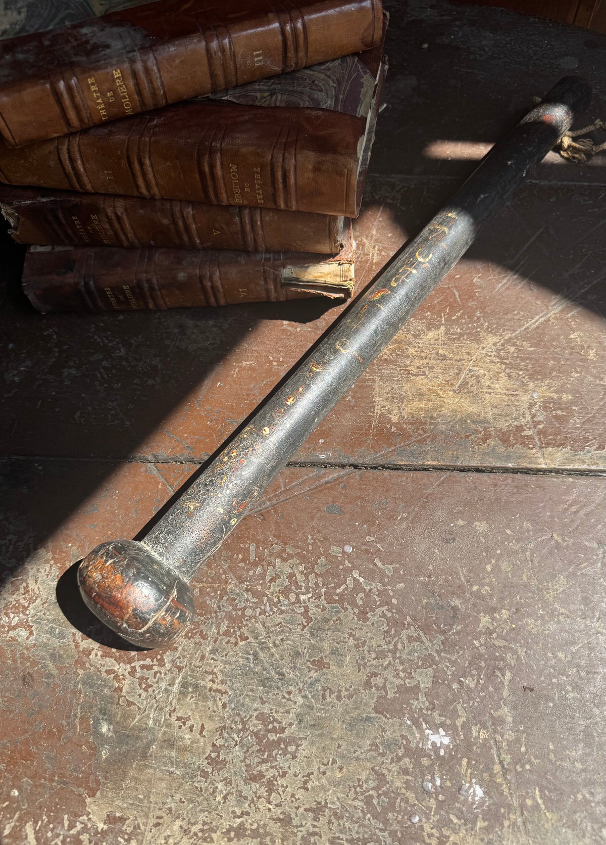 A George III cudgel or stave with traces of original paint - 'God save the King"
