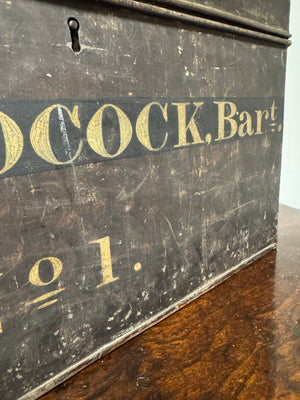 A 19th c Deed box in the name of Sir George Edward Pocock, Baronet
