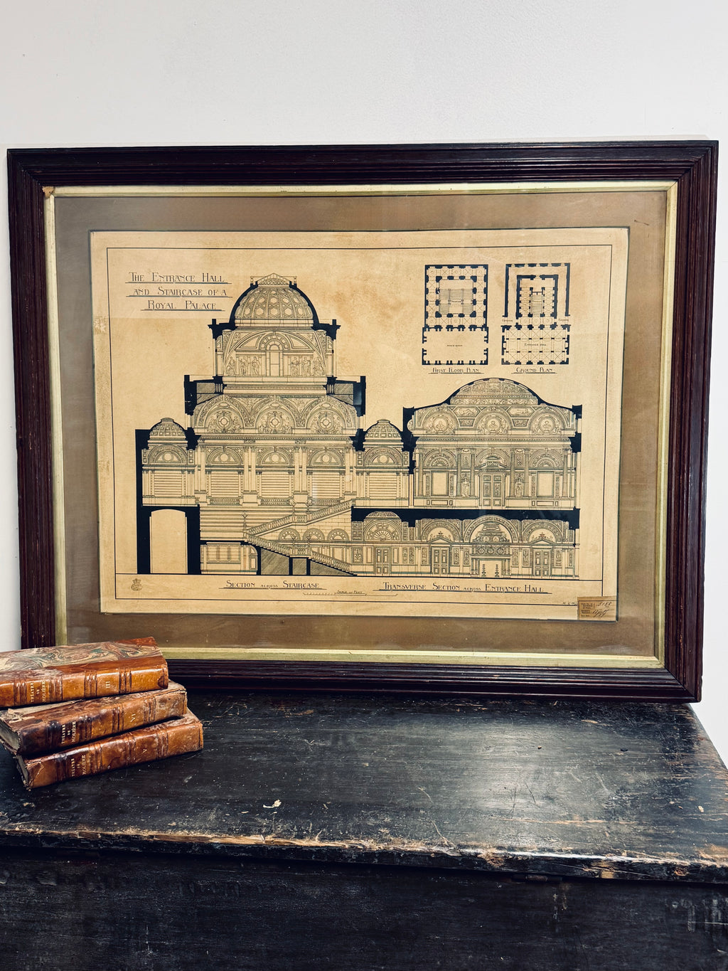 A 19th century architectural drawing of a Royal Palace for the South Kensington school by H. H Wyatt aged 17