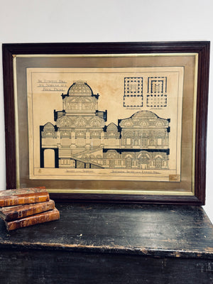 A 19th century architectural drawing of a Royal Palace for the South Kensington school by H. H Wyatt aged 17