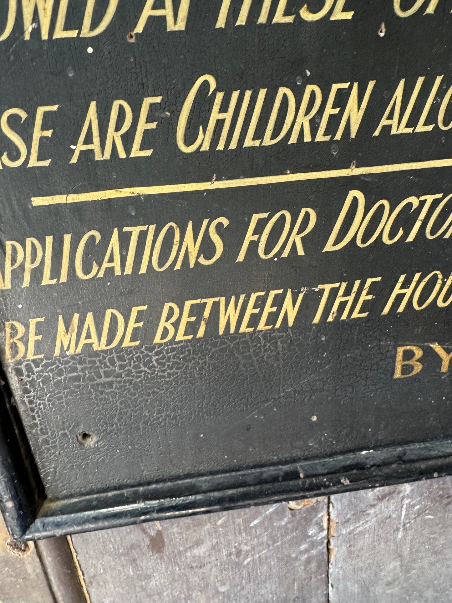 Original Poor Relief hand painted wooden sign .c. 1920