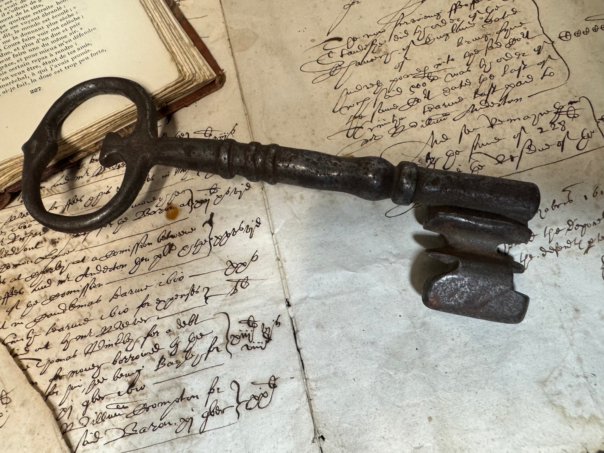 A substantial wrought iron key c. 1700