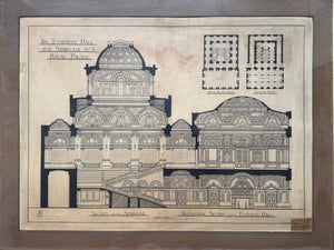 A 19th century architectural drawing of a Royal Palace for the South Kensington school by H. H Wyatt aged 17