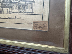 A 19th century architectural drawing of a Royal Palace for the South Kensington school by H. H Wyatt aged 17
