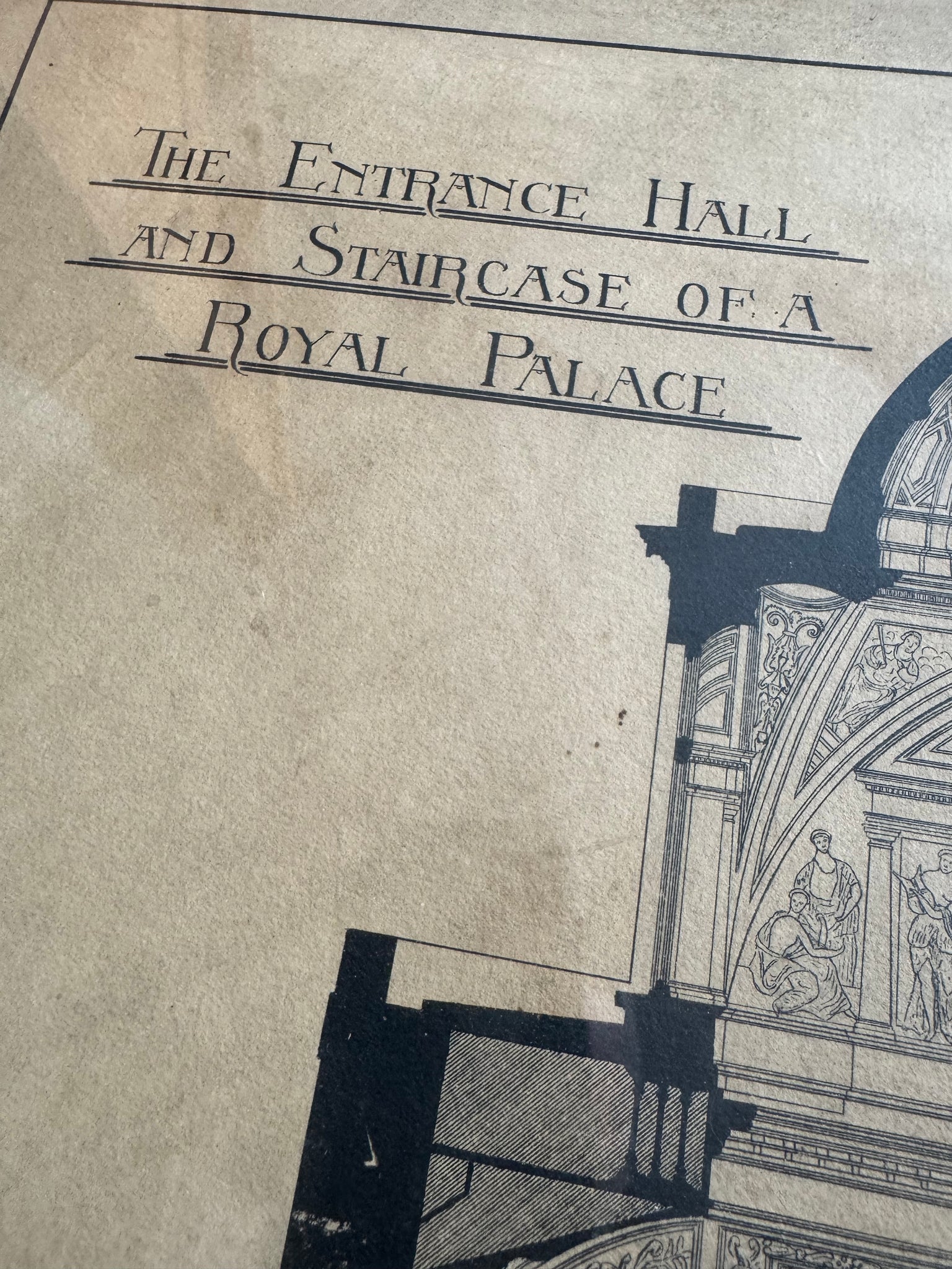 A 19th century architectural drawing of a Royal Palace for the South Kensington school by H. H Wyatt aged 17