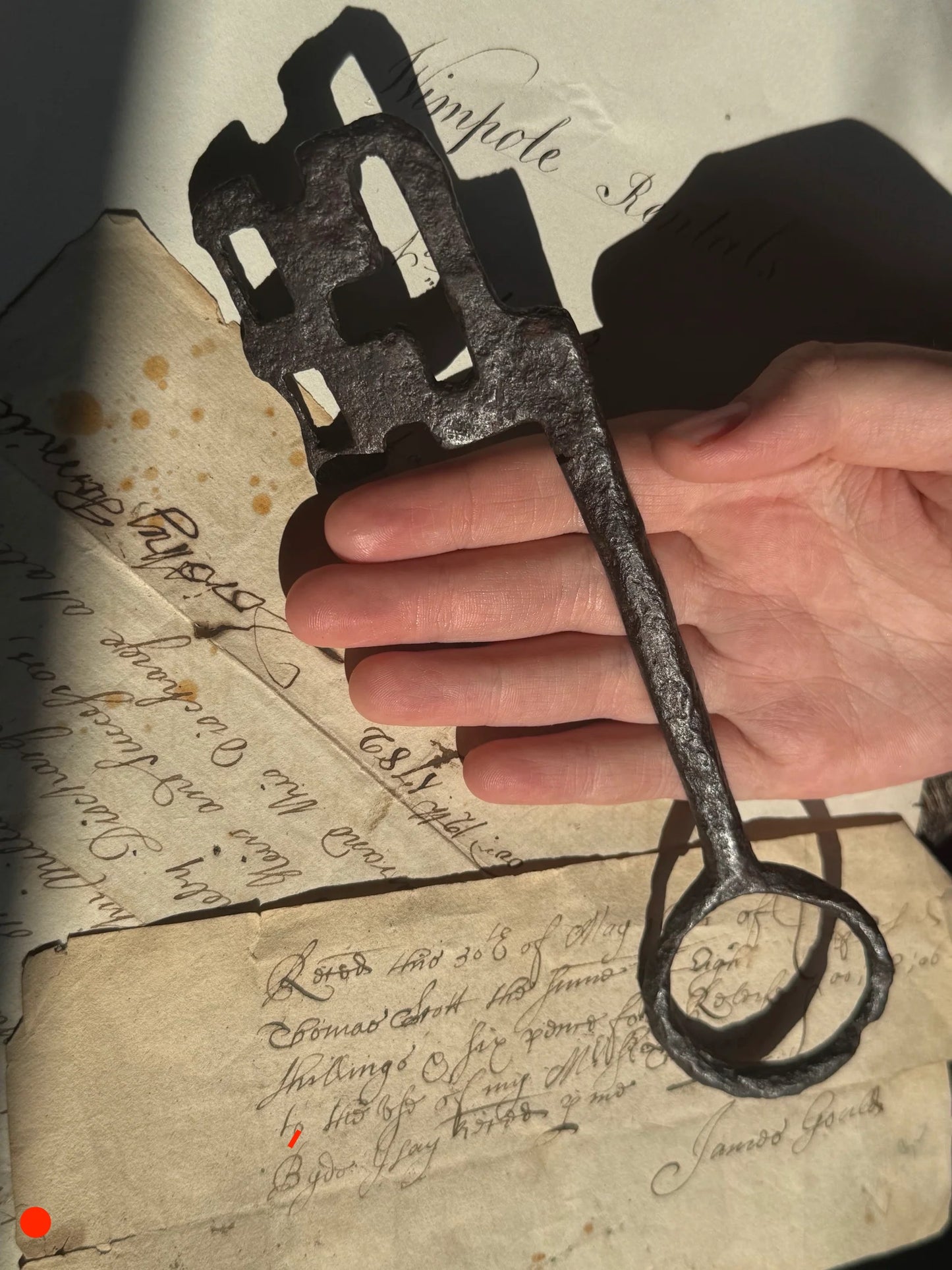 Large Wrought Iron Warded Key  13th / 14th century