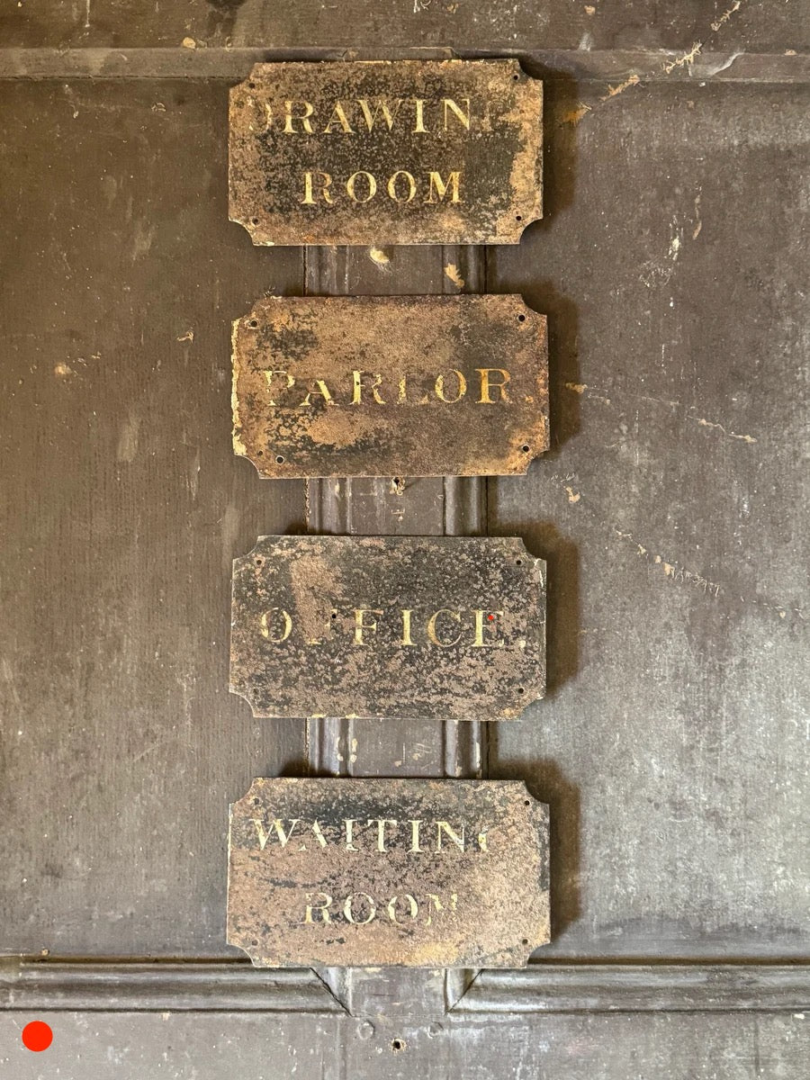 A Rare Collection of Four Victorian Tole Servants’ Call Bell Signs