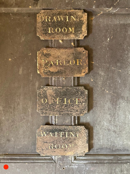 A Rare Collection of Four Victorian Tole Servants’ Call Bell Signs