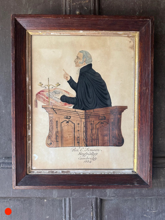 Rev. Charles Simeon of King’s College, Cambridge – Watercolour Portrait with Admission Tickets, 1834