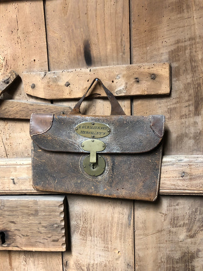 19th c leather merchant’s bag