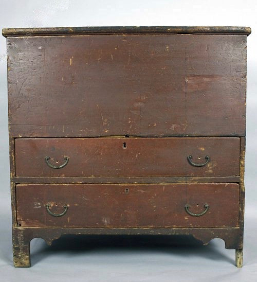 18th c American mule chest in the original paint