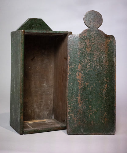 19th century candle box in time worn green paint