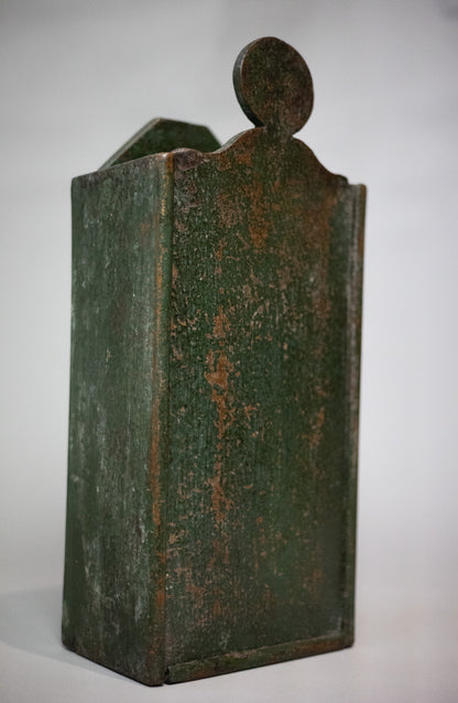 19th century candle box in time worn green paint