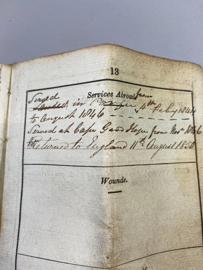 Unusual military canvas roll containing pay and account book for Thomas Onley 1st Battalion Rifles, 1839