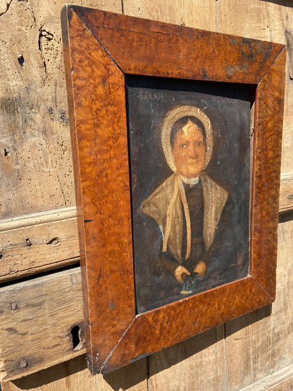 Primitive portrait of Sarah Newman  - sentenced to death for robbery at The Old Bailey later transported to Tasmania