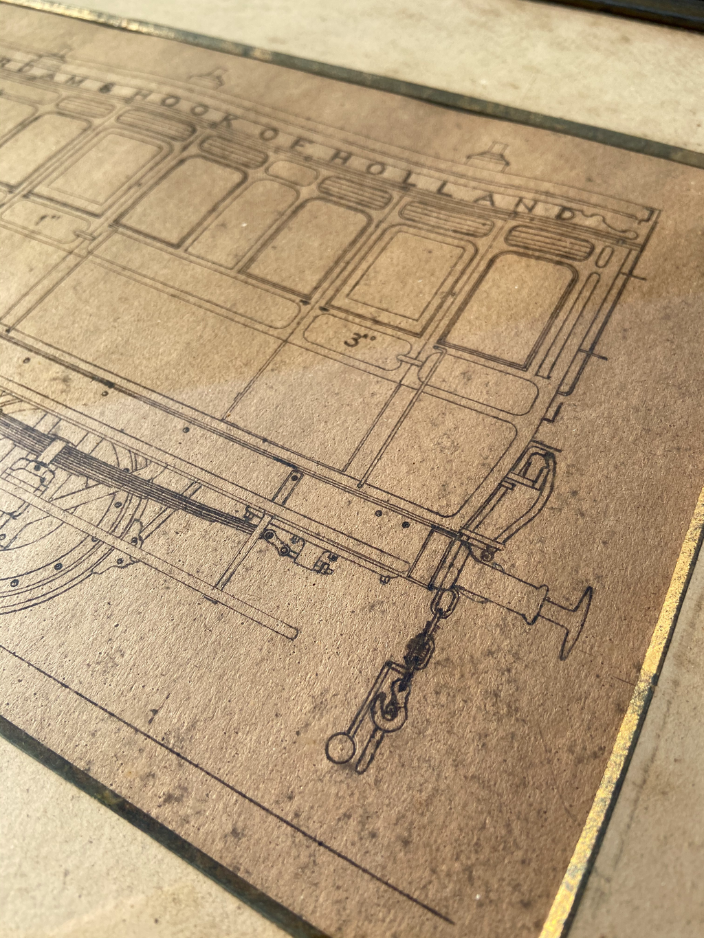 A draughtsman's orginal pen & ink drawing of a railway carriage c. 1890