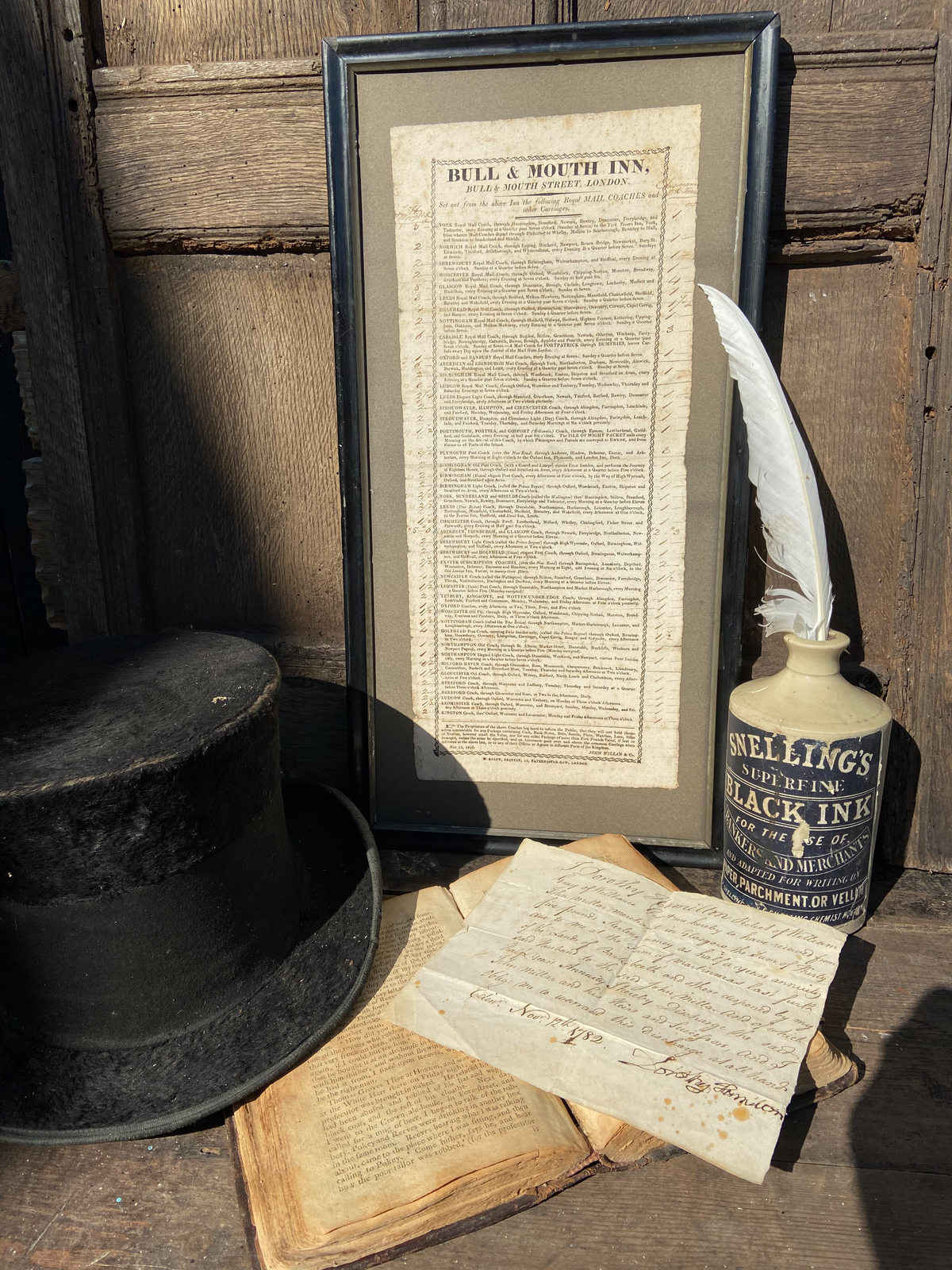 Georgian coaching inn broadside for the Bull & Mouth, London, 1816