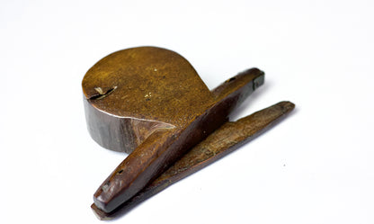 A rare set of 17th century apothecary scales in primitive case with witch marks