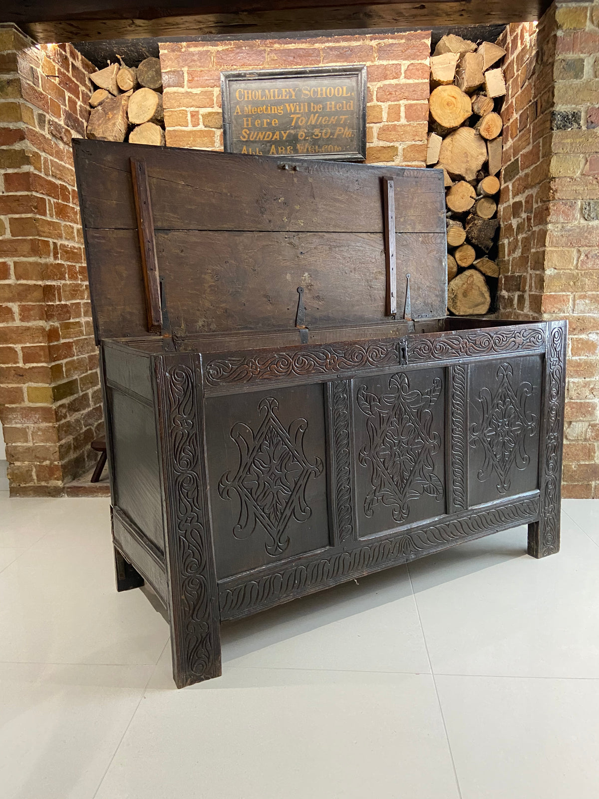 17th century joined oak chest, Exeter chest with Thomas Dennis connections