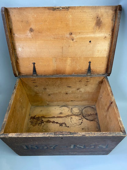 19th century deed box in original grain effect painted finish