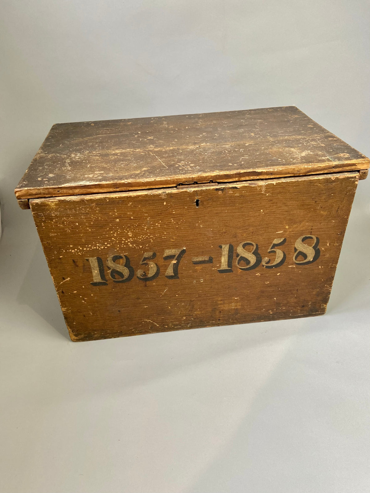 19th century deed box in original grain effect painted finish