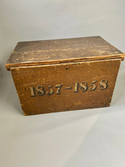 19th century deed box in original grain effect painted finish
