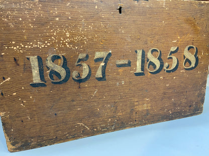 19th century deed box in original grain effect painted finish