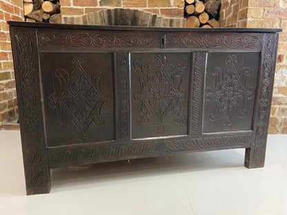 17th century joined oak chest, Exeter chest with Thomas Dennis connections