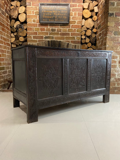 17th century joined oak chest, Exeter chest with Thomas Dennis connections