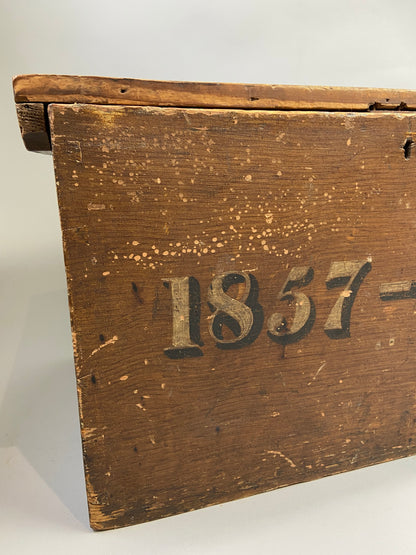 19th century deed box in original grain effect painted finish