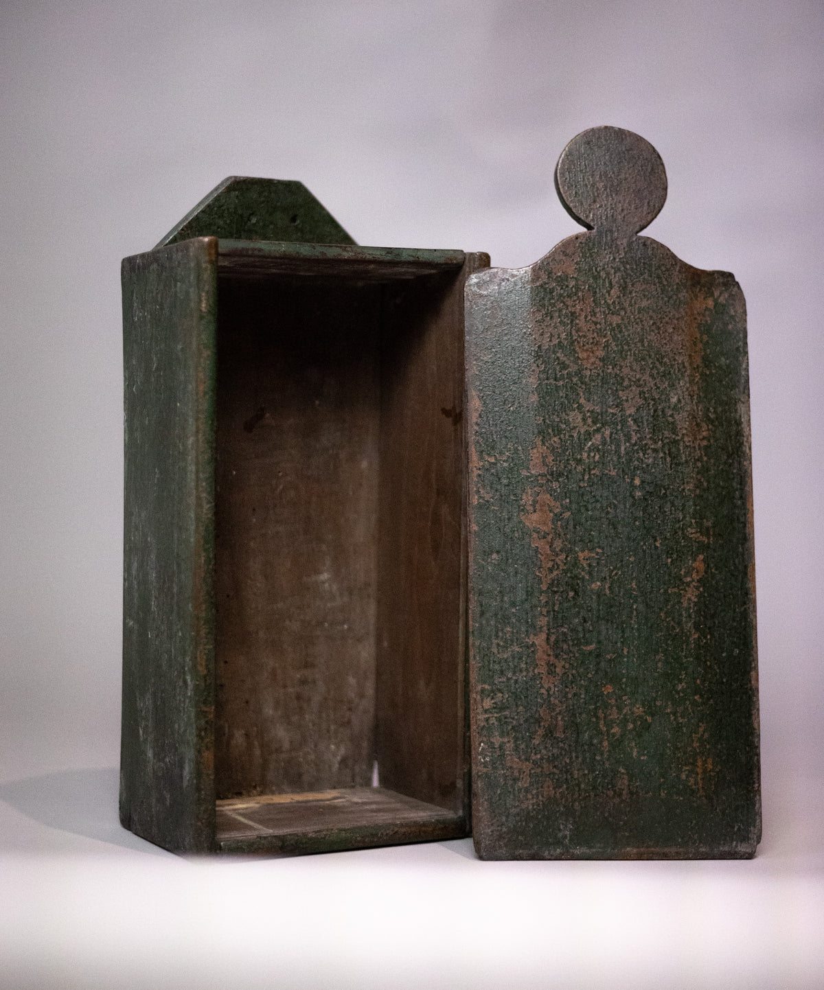 19th century candle box in time worn green paint