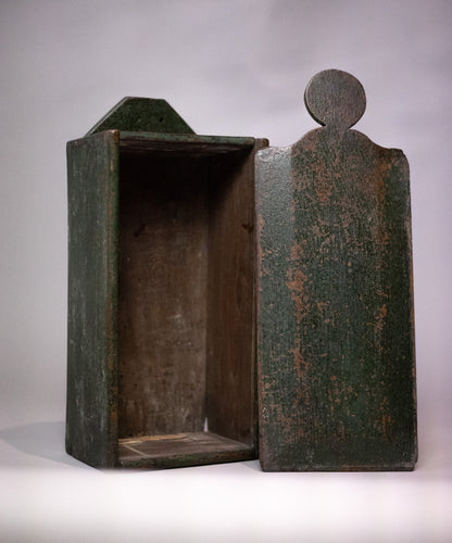 19th century candle box in time worn green paint