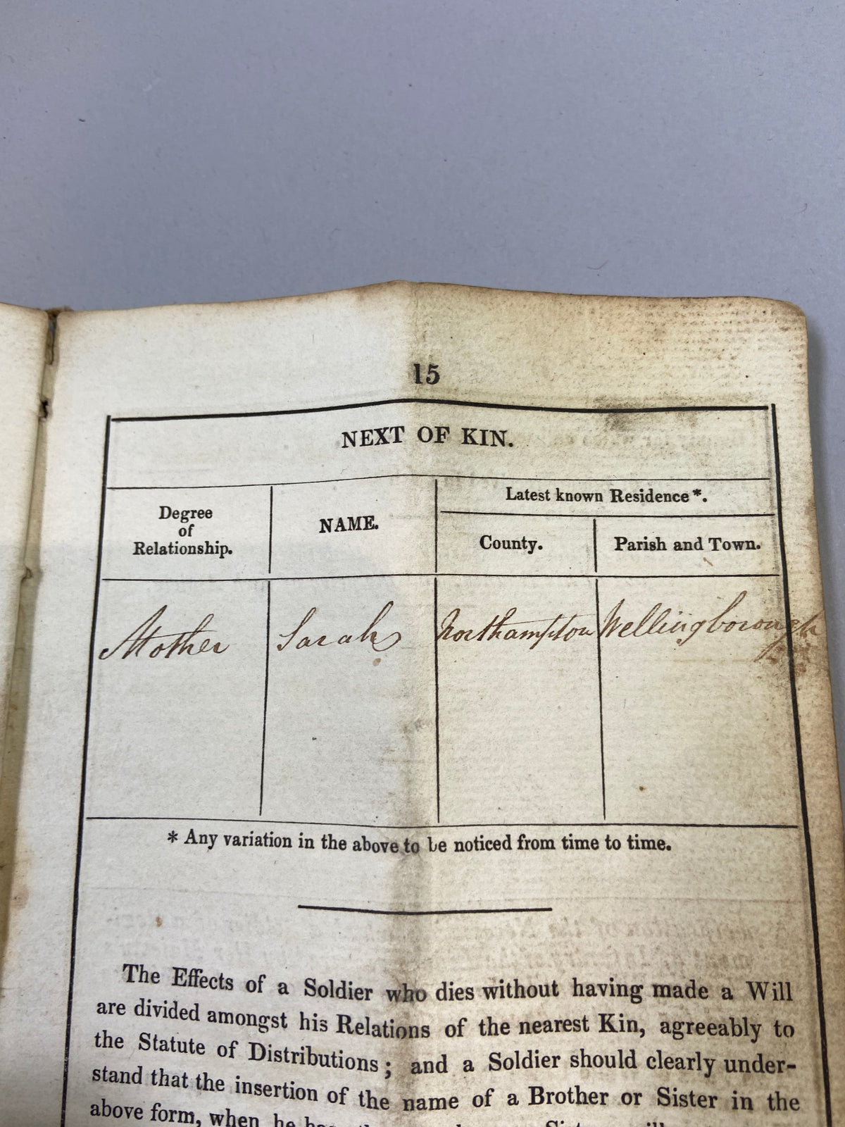 Unusual military canvas roll containing pay and account book for Thomas Onley 1st Battalion Rifles, 1839
