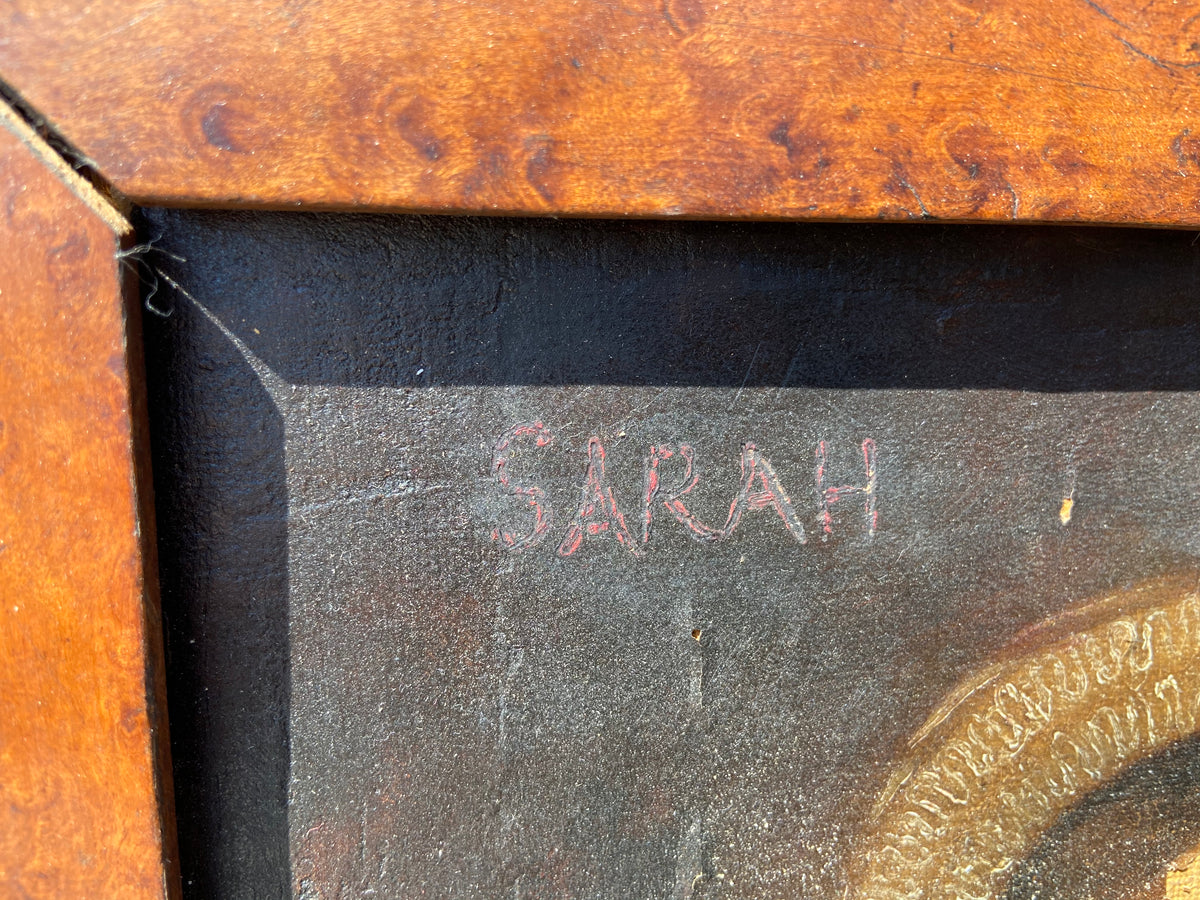 Primitive portrait of Sarah Newman  - sentenced to death for robbery at The Old Bailey later transported to Tasmania