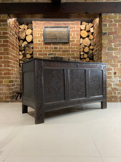 17th century joined oak chest, Exeter chest with Thomas Dennis connections