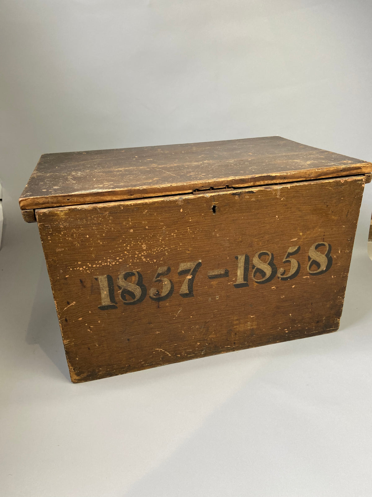 19th century deed box in original grain effect painted finish