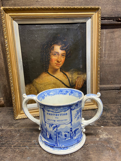 Large 19th century two handled Staffordshire mug c. 1860