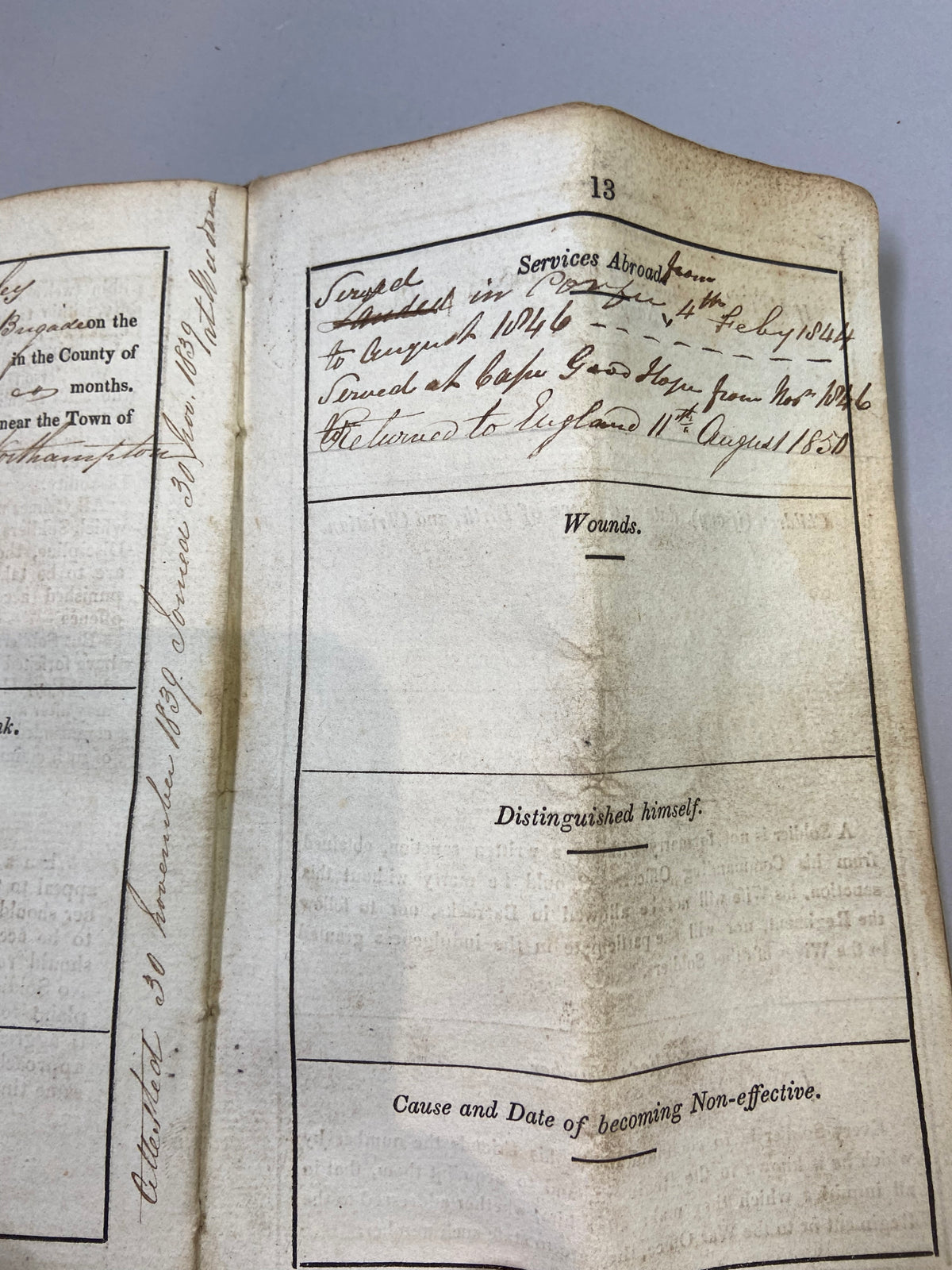 Unusual military canvas roll containing pay and account book for Thomas Onley 1st Battalion Rifles, 1839
