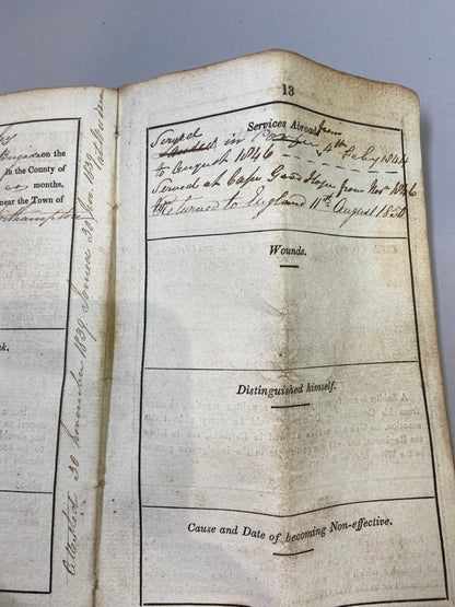 Unusual military canvas roll containing pay and account book for Thomas Onley 1st Battalion Rifles, 1839