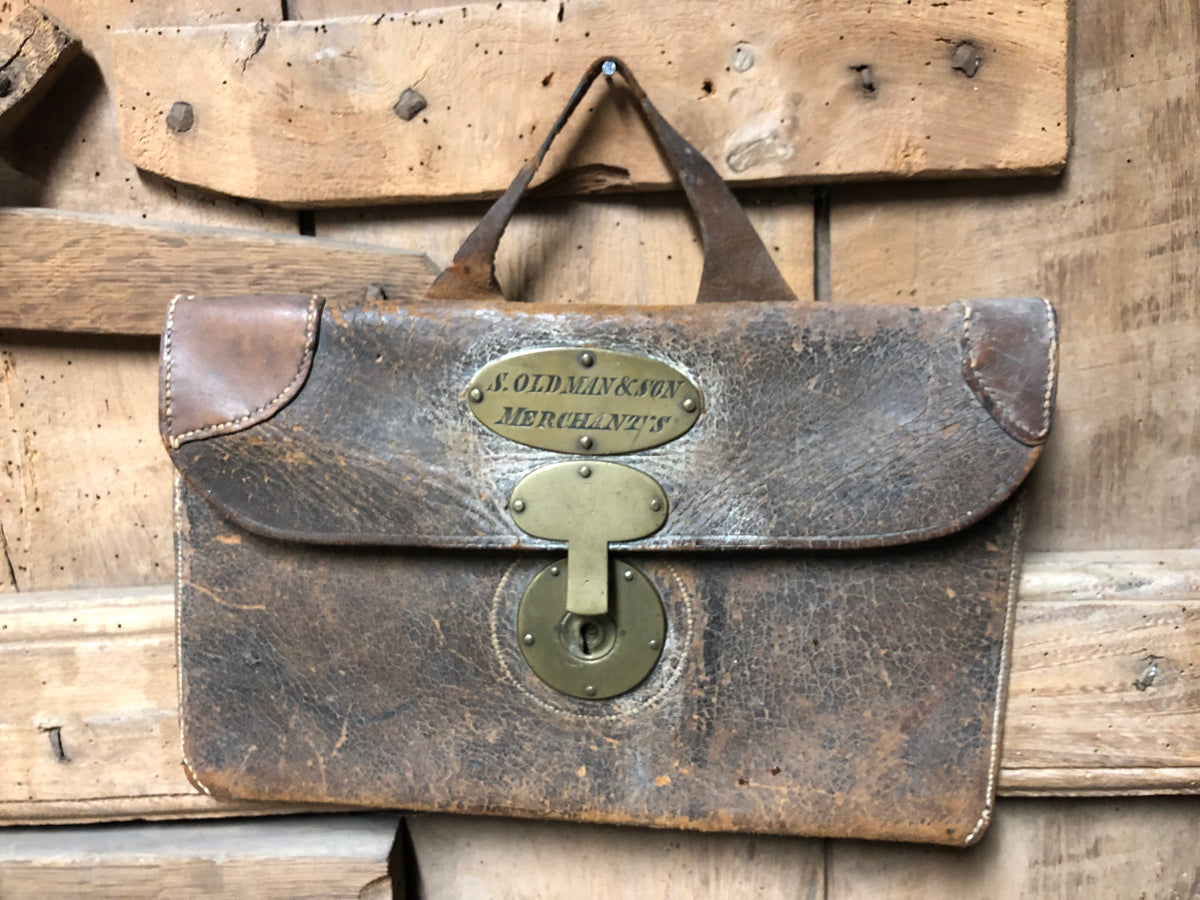 19th c leather merchant’s bag