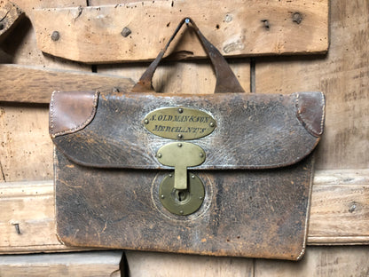 19th c leather merchant’s bag