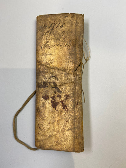Unusual military canvas roll containing pay and account book for Thomas Onley 1st Battalion Rifles, 1839
