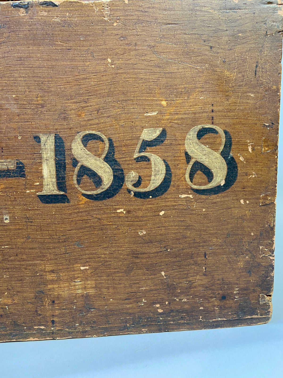 19th century deed box in original grain effect painted finish