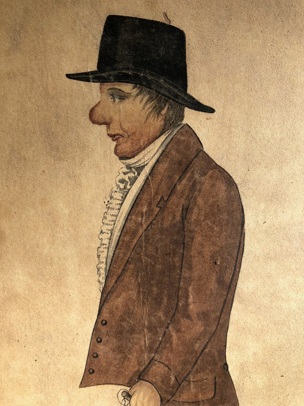 Naive watercolour of Dr Phillips of Malpas c 1830