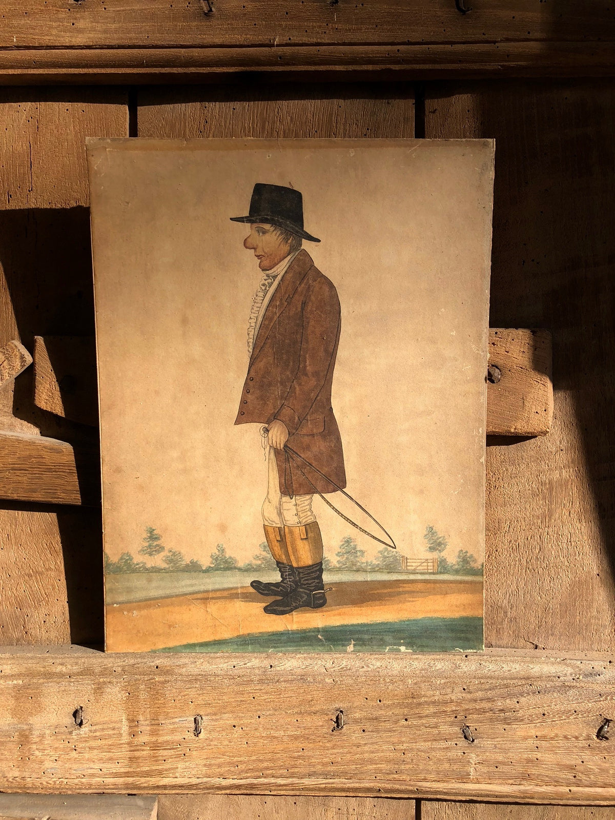 Naive watercolour of Dr Phillips of Malpas c 1830