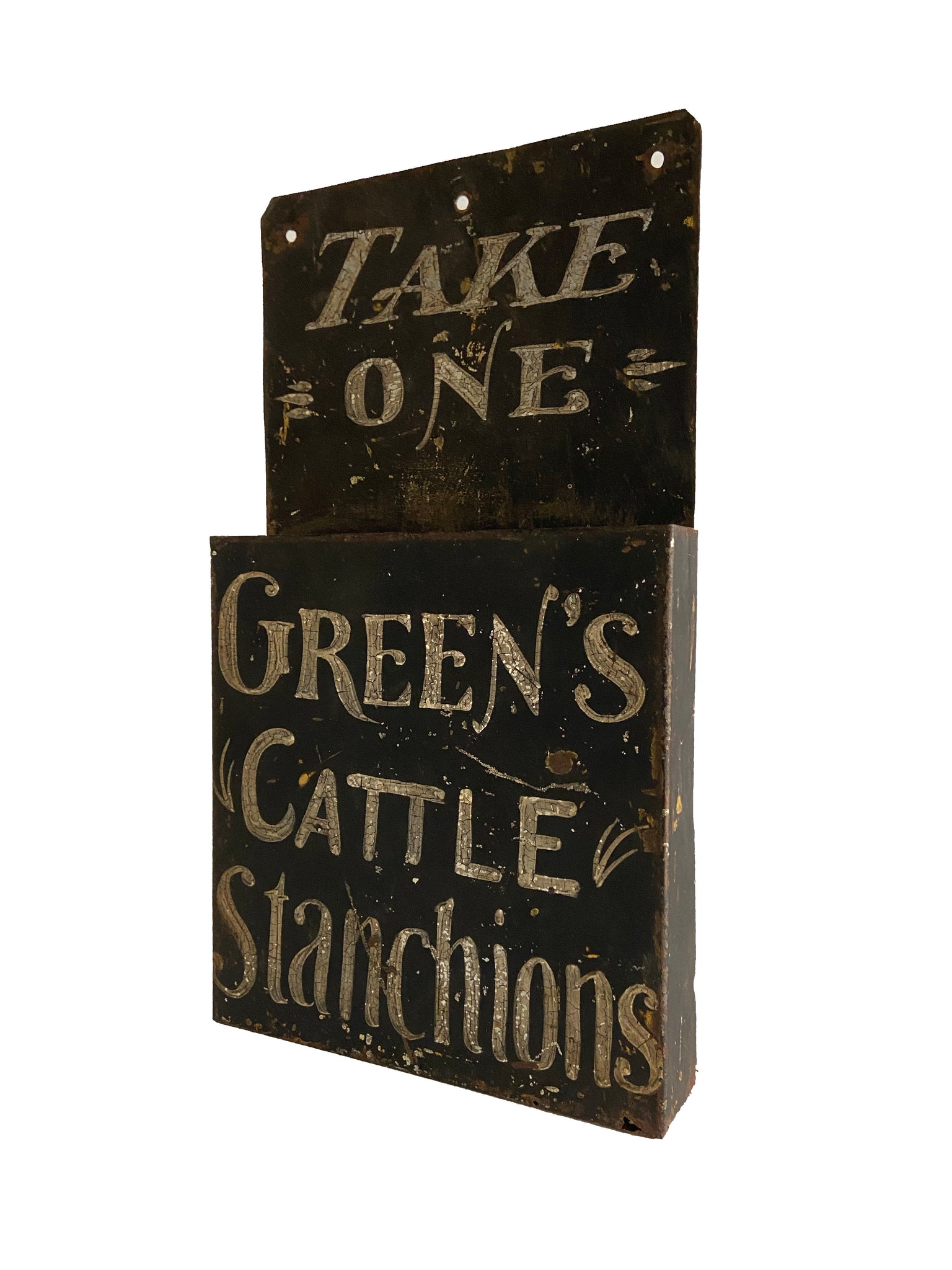 A rare early 20th c American tole leaflet holder in untouched condition